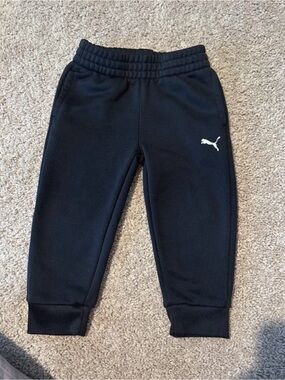 Puma Kids Black Jogger Sweatpants with White Logo